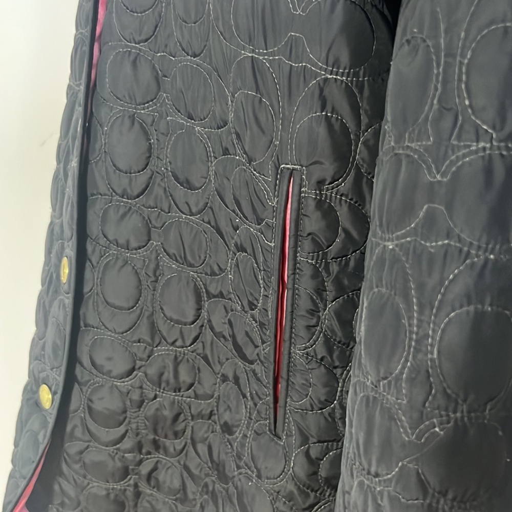 Cute Coach Set Black and Hot Pink Quilted Jacket XL and Tweed Cap M/L - Picture 6 of 16